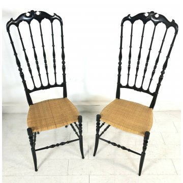 COPPIA SEDIE CHIAVARINE GAETANO DESCALZI VINTAGE CHIAVARI LEGNO CHAIR DESIGN