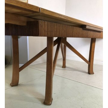 ANTICO GRANDE TAVOLO PRANZO ALLUNGABILE PAOLO BUFFA VINTAGE ROVERE TABLE 1960 