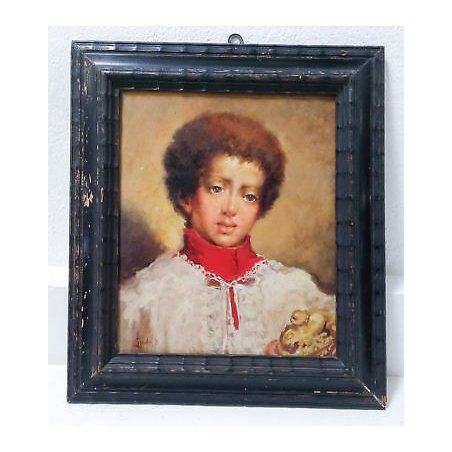 ANTICO QUADRO 1800 FIRMATO LINSLEY RITRATTO DIPINTO OLIO TAVOLA DIPINTO INGLESE 