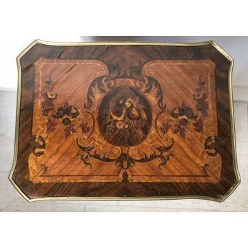 ANTICO COMODINO LUIGI XV INTARSIATO UN CASSETTO UN'ANTA DECORATO OTTONE 1900  