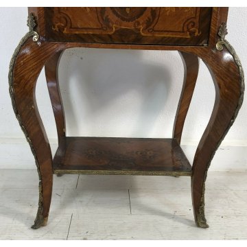 ANTICO COMODINO LUIGI XV INTARSIATO UN CASSETTO UN'ANTA DECORATO OTTONE 1900  