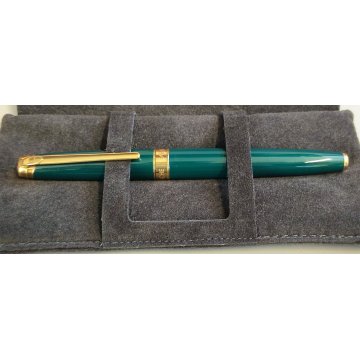 CARAN d'ACHE Leman PENNA STILOGRAFICA verde oro 750 18c NIB F Fountain Pen BOX