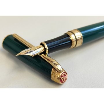 CARAN d'ACHE Leman PENNA STILOGRAFICA verde oro 750 18c NIB F Fountain Pen BOX