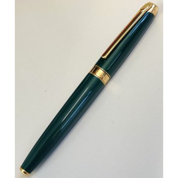 CARAN d'ACHE Leman PENNA STILOGRAFICA verde oro 750 18c NIB F Fountain Pen BOX