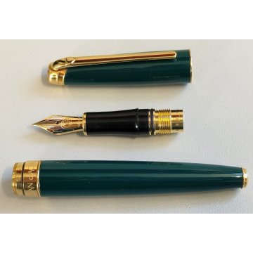 CARAN d'ACHE Leman PENNA STILOGRAFICA verde oro 750 18c NIB F Fountain Pen BOX