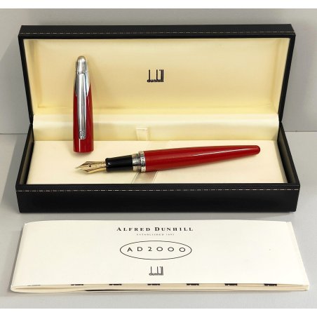 Dunhill AD 2000 PENNA STILOGRAFICA Vintage Fountain Pen ROSSO METALLIZZATO box