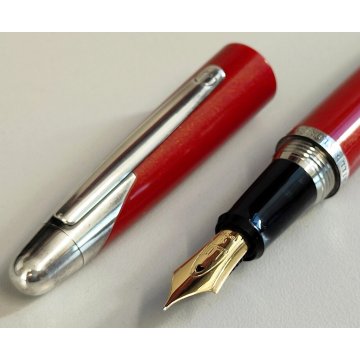 Dunhill AD 2000 PENNA STILOGRAFICA Vintage Fountain Pen ROSSO METALLIZZATO box