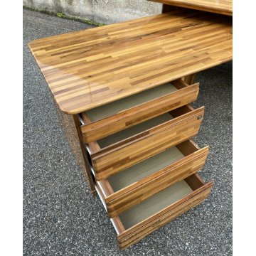 GRANDE SCRIVANIA DESIGN MOSAICO VINTAGE LISTELLI '80 MASSELLO PRANZO RIUNIONI