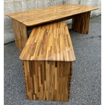 GRANDE SCRIVANIA DESIGN MOSAICO VINTAGE LISTELLI '80 MASSELLO PRANZO RIUNIONI