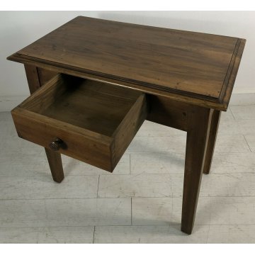 ANTICO TAVOLINO LEGNO MASSELLO NOCE TAVOLO CASSETTO STILE RUSTICO EPOCA 1800