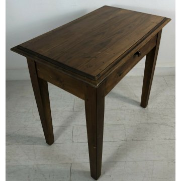 ANTICO TAVOLINO LEGNO MASSELLO NOCE TAVOLO CASSETTO STILE RUSTICO EPOCA 1800