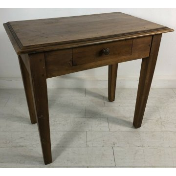 ANTICO TAVOLINO LEGNO MASSELLO NOCE TAVOLO CASSETTO STILE RUSTICO EPOCA 1800