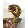 ANTICA PICCOLA SCULTURA BRONZO G. Trinque NUDO DONNA BASE MARMO ART NOUVEAU '800