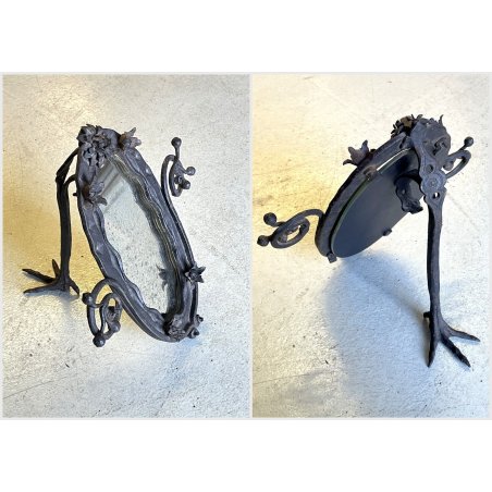 ANTICA SPECCHIERA da TAVOLO FERRO BATTUTO FORGIATO CESELLATO