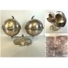 ANTICO STAND ESPOSITORE ZUCCHERO SFERE METALLO ARGENTATO BAR BUFFET VINTAGE '900
