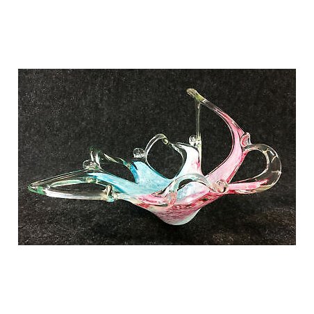 CENTROTAVOLA DESIGN VETRO SOFFIATO MURANO ARTIGIANALE VASSOIO VINTAGE EPOCA 1960