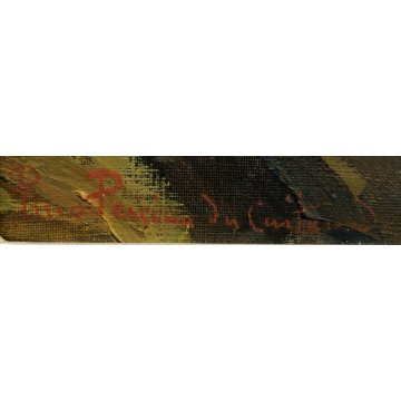 ANTICO QUADRO DIPINTO OLIO TELA PAESAGGIO LAGO ORTA PINO PESSINA DA CASTANEDO 