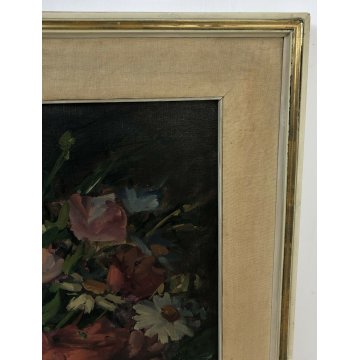 ANTICO QUADRO DIPINTO OLIO TELA FIORI NATURA MORTA PINO PESSINA DA CASTANEDO 900