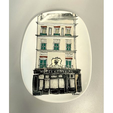 PICCOLO PIATTO DECORATIVO CERAMICA Lavenia DECORO A. Ruffoni PALAZZO HOTEL '50
