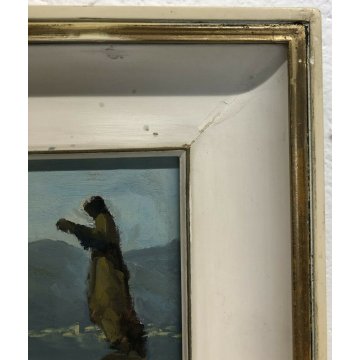 ANTICO QUADRO DIPINTO OLIO TELA PAESAGGIO LAGO ORTA PINO PESSINA DA CASTANEDO 