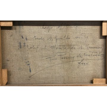 ANTICO QUADRO DIPINTO OLIO TELA PAESAGGIO LAGO ORTA PINO PESSINA DA CASTANEDO 