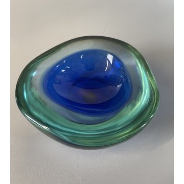 PICCOLA CIOTOLA BOWL Murano VETRO SOMMERSO F. Poli BLU TRASPARENTE VINTAGE '50