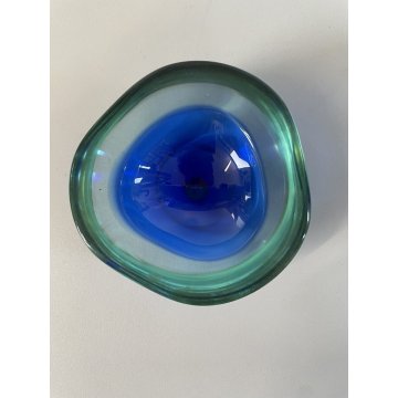 PICCOLA CIOTOLA BOWL Murano VETRO SOMMERSO F. Poli BLU TRASPARENTE VINTAGE '50