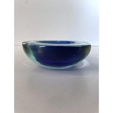 PICCOLA CIOTOLA BOWL Murano VETRO SOMMERSO F. Poli BLU TRASPARENTE VINTAGE '50