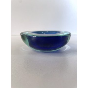 PICCOLA CIOTOLA BOWL Murano VETRO SOMMERSO F. Poli BLU TRASPARENTE VINTAGE '50