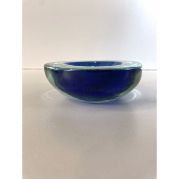 PICCOLA CIOTOLA BOWL Murano VETRO SOMMERSO F. Poli BLU TRASPARENTE VINTAGE '50