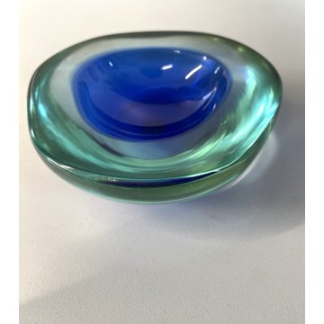 PICCOLA CIOTOLA BOWL Murano VETRO SOMMERSO F. Poli BLU TRASPARENTE VINTAGE '50