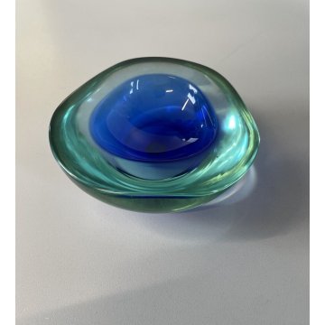 PICCOLA CIOTOLA BOWL Murano VETRO SOMMERSO F. Poli BLU TRASPARENTE VINTAGE '50