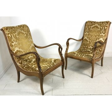 COPPIA POLTRONA DESIGN STILE EZIO LONGHI MITZI ARMCHAIR FAUTEUIL VINTAGE IMPERO 