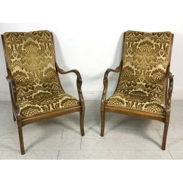 COPPIA POLTRONA DESIGN STILE EZIO LONGHI MITZI ARMCHAIR FAUTEUIL VINTAGE IMPERO 