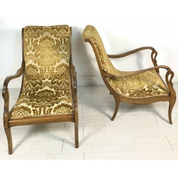 COPPIA POLTRONA DESIGN STILE EZIO LONGHI MITZI ARMCHAIR FAUTEUIL VINTAGE IMPERO 