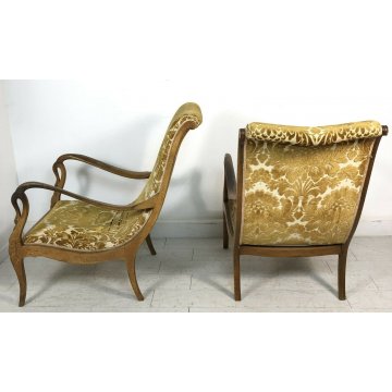 COPPIA POLTRONA DESIGN STILE EZIO LONGHI MITZI ARMCHAIR FAUTEUIL VINTAGE IMPERO 
