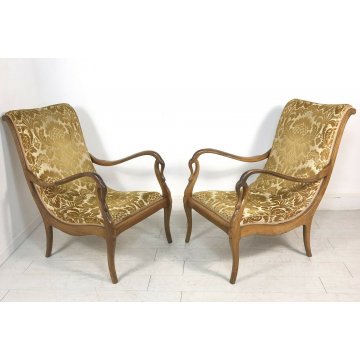 COPPIA POLTRONA DESIGN STILE EZIO LONGHI MITZI ARMCHAIR FAUTEUIL VINTAGE IMPERO 