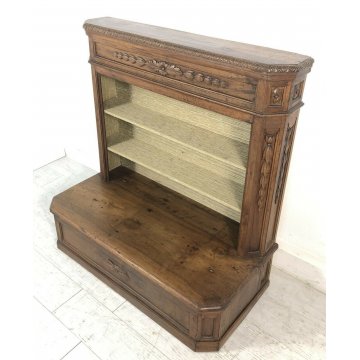 ANTICO INGINOCCHIATOIO LEGNO NOCE MASSELLO RIPIANI DECORATO CHIESA 1800 EPOCA 