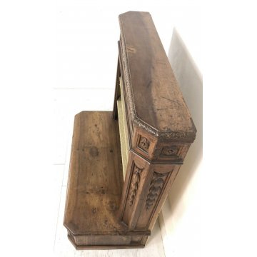 ANTICO INGINOCCHIATOIO LEGNO NOCE MASSELLO RIPIANI DECORATO CHIESA 1800 EPOCA 