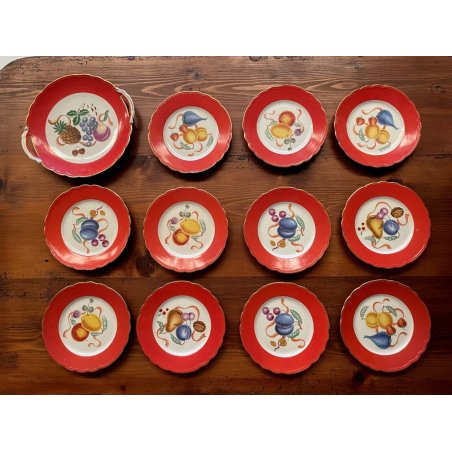 SET 12 pz PIATTI FRUTTA DESSERT Richard Ginori  10457 VINTAGE DECORATO a MANO