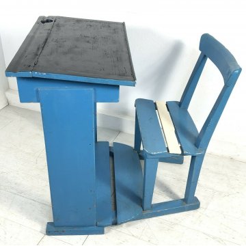 ANTICO BANCO DA SCUOLA IN LEGNO SEDIA PIANO ORIGINALE 1 POSTO SCRITTOIO SCHOOL 