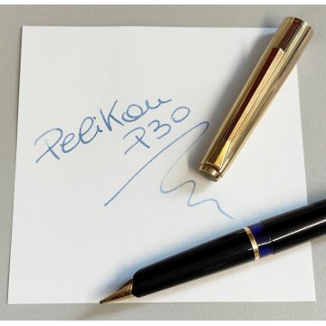 Pelikan P30 Penna Stilografica NERO ORO anni 60 OLD ROLLED GOLD FOUNTAIN PEN