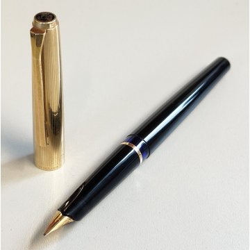 Pelikan P30 Penna Stilografica NERO ORO anni 60 OLD ROLLED GOLD FOUNTAIN PEN