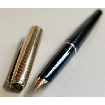 Pelikan P30 Penna Stilografica NERO ORO anni 60 OLD ROLLED GOLD FOUNTAIN PEN