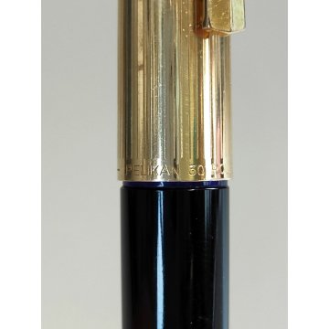 Pelikan P30 Penna Stilografica NERO ORO anni 60 OLD ROLLED GOLD FOUNTAIN PEN