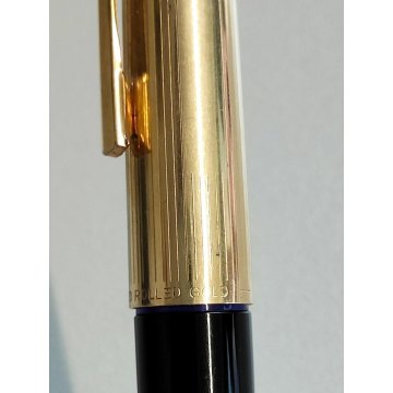 Pelikan P30 Penna Stilografica NERO ORO anni 60 OLD ROLLED GOLD FOUNTAIN PEN