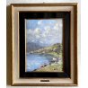 ANTICO QUADRO DIPINTO OLIO Lorenzo Gignous LAVANDAIE PAESAGGIO LAGO MAGGIORE