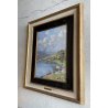 ANTICO QUADRO DIPINTO OLIO Lorenzo Gignous LAVANDAIE PAESAGGIO LAGO MAGGIORE