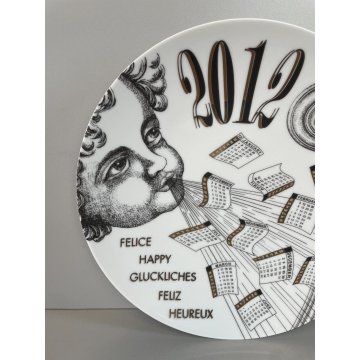 PIATTO FORNASETTI CALENDARIO ANNO 2012 n° 447/700 ø 24 cm CERAMICA italy epoca