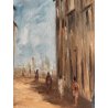 GRANDE QUADRO DIPINTO OLIO TELA Sisley "Rustico dell'antica Roma" PAESAGGIO '900